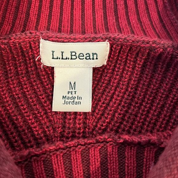L.L. Bean Cotton Shaker-Stitch Sweater Women's Medium Funnelneck Deep Wine - Picture 3 of 8